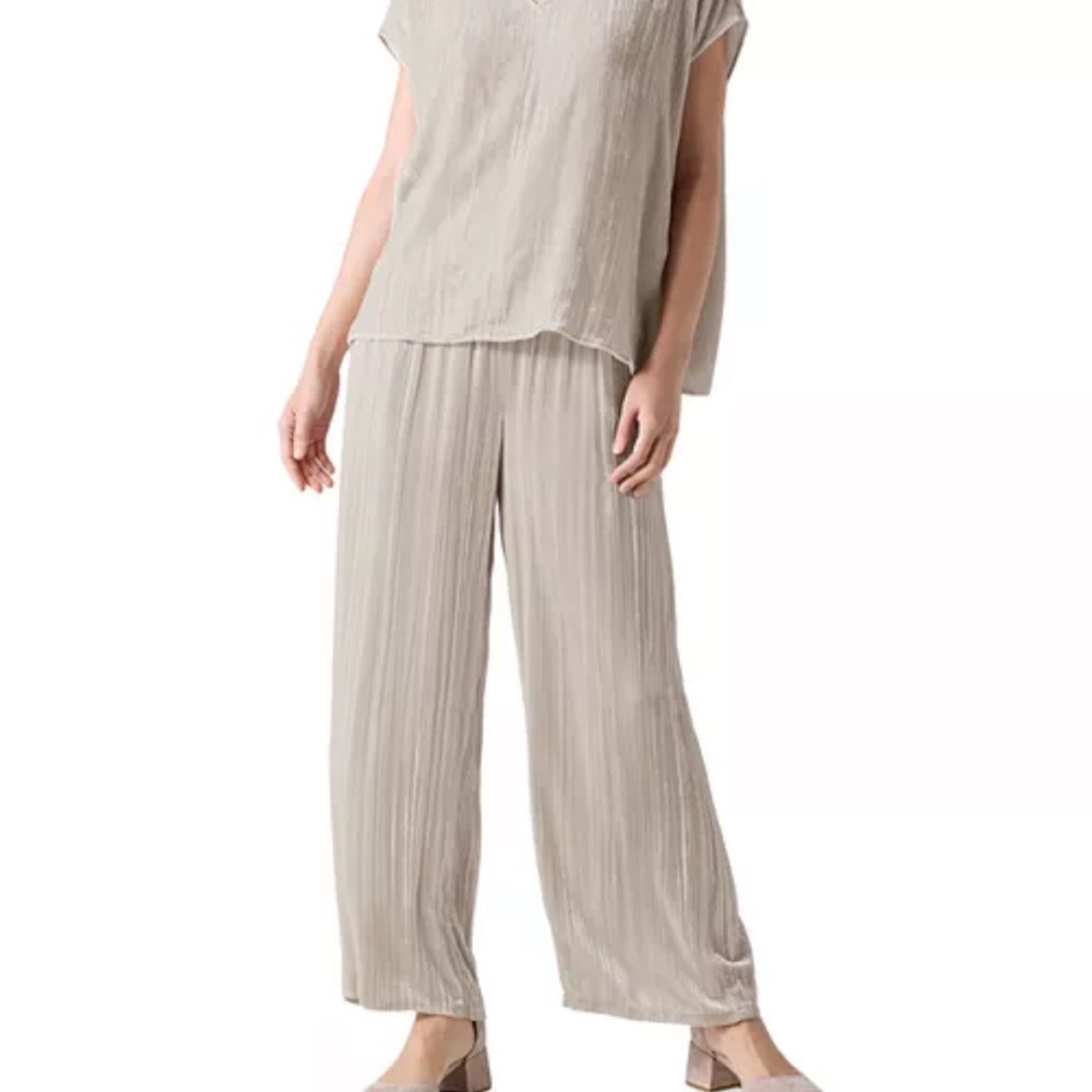 NWT Eileen Fisher Wide Leg Crushed Velvet Ankle Pants (size M)